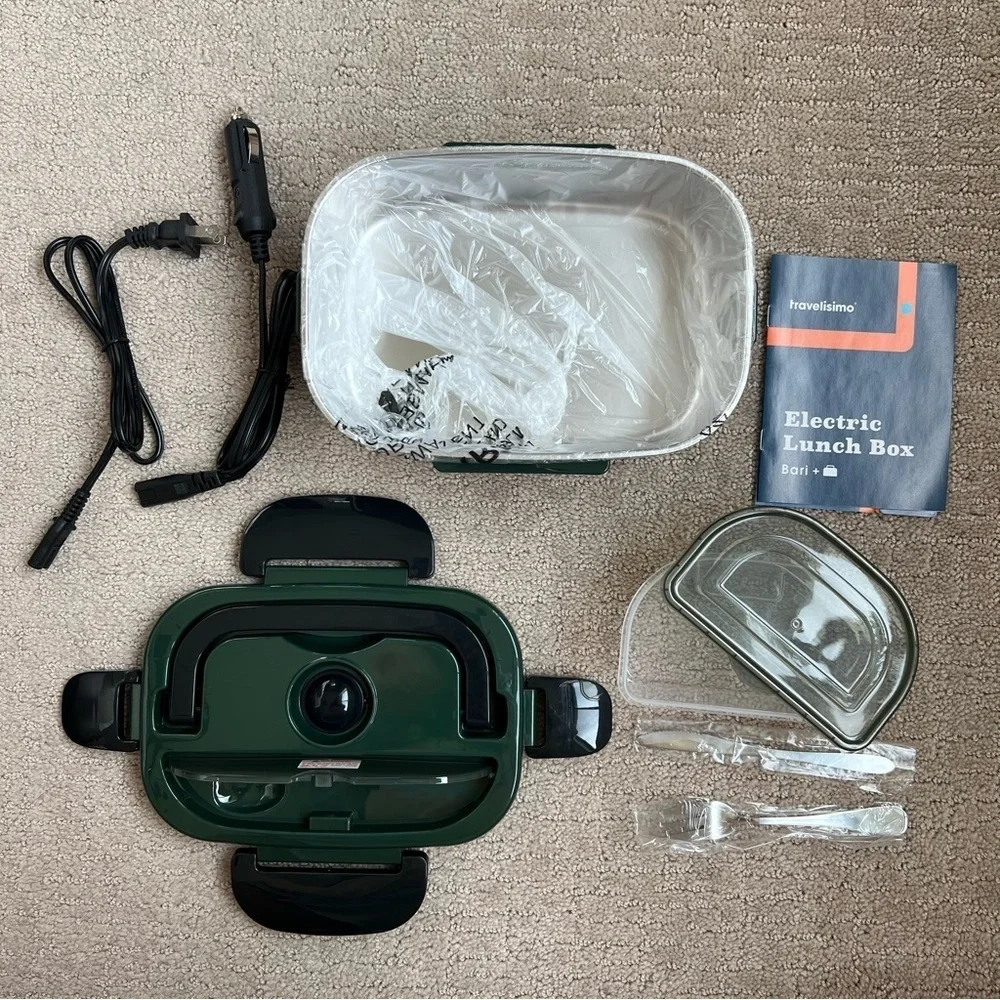 Travelismo Bari Electric Lunch Box + Carry Bag in Dark Green